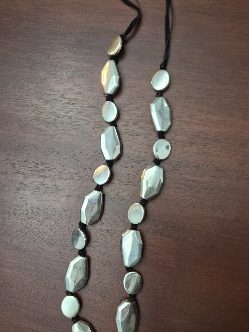 Chico’s Silver Tone Geometric Statement Necklace – Adjustable Modern Style - Picture 11 of 12